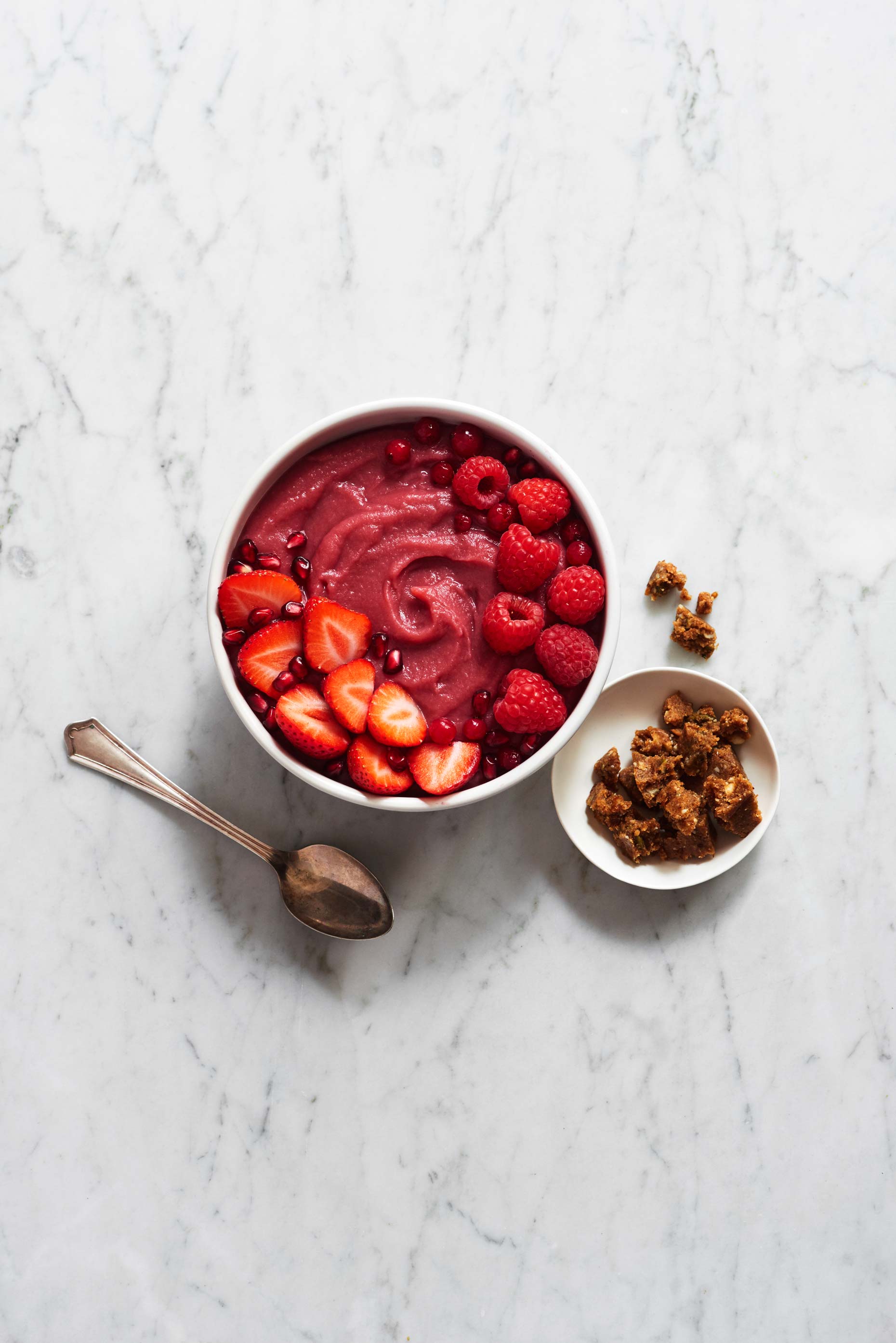 Red Ntidote breakfast bowl photographed by Food Photographer Adrian Mueller New York
